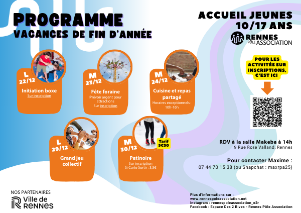Programme Jeunesse Vacances Fin Année 2026